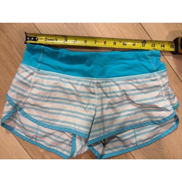 Lululemon Speed Up Short Size 8 Blue White Striped Running Gym Liner Zip Pocket - Picture 3 of 12
